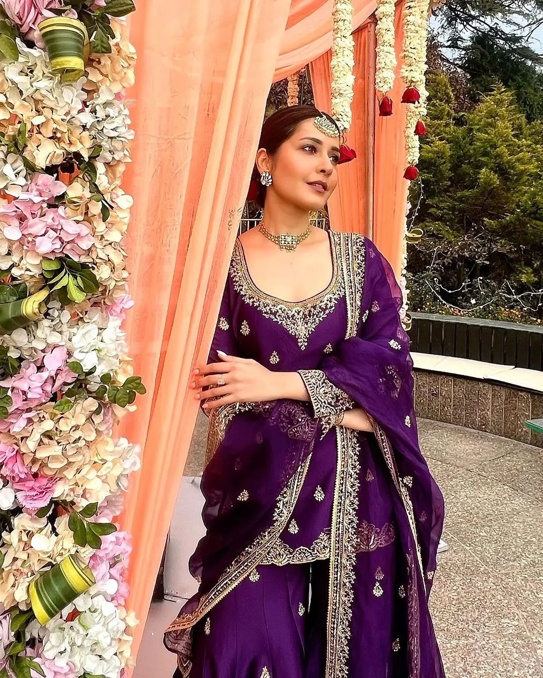 Telugu Girl Raashi Khanna In Beautiful Violet punjabi dress